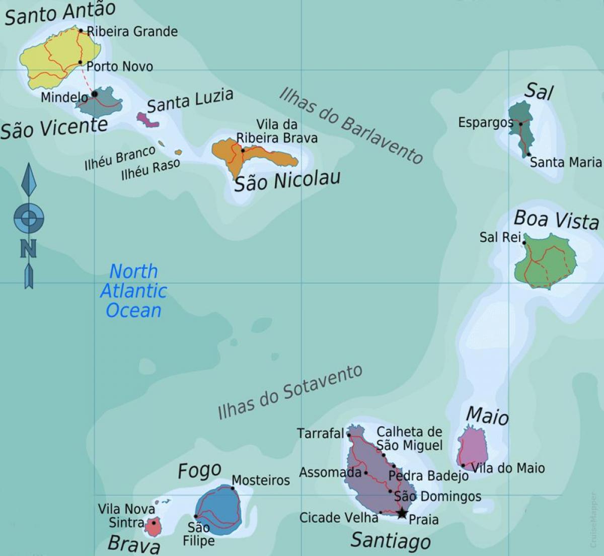 Cape Verde pulau-pulau peta lokasi