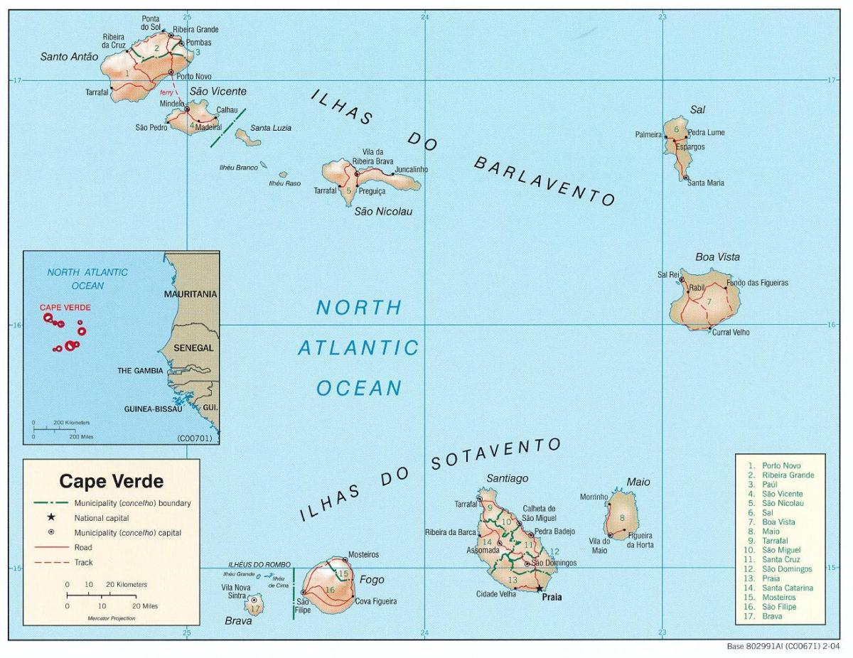 peta yang menunjukkan Cape Verde